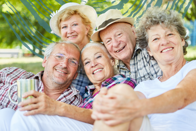 Group of people of various ages spending time outside